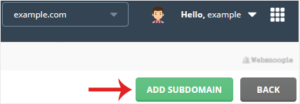 Showing an image of using a subdomain from our Omaha hosting company